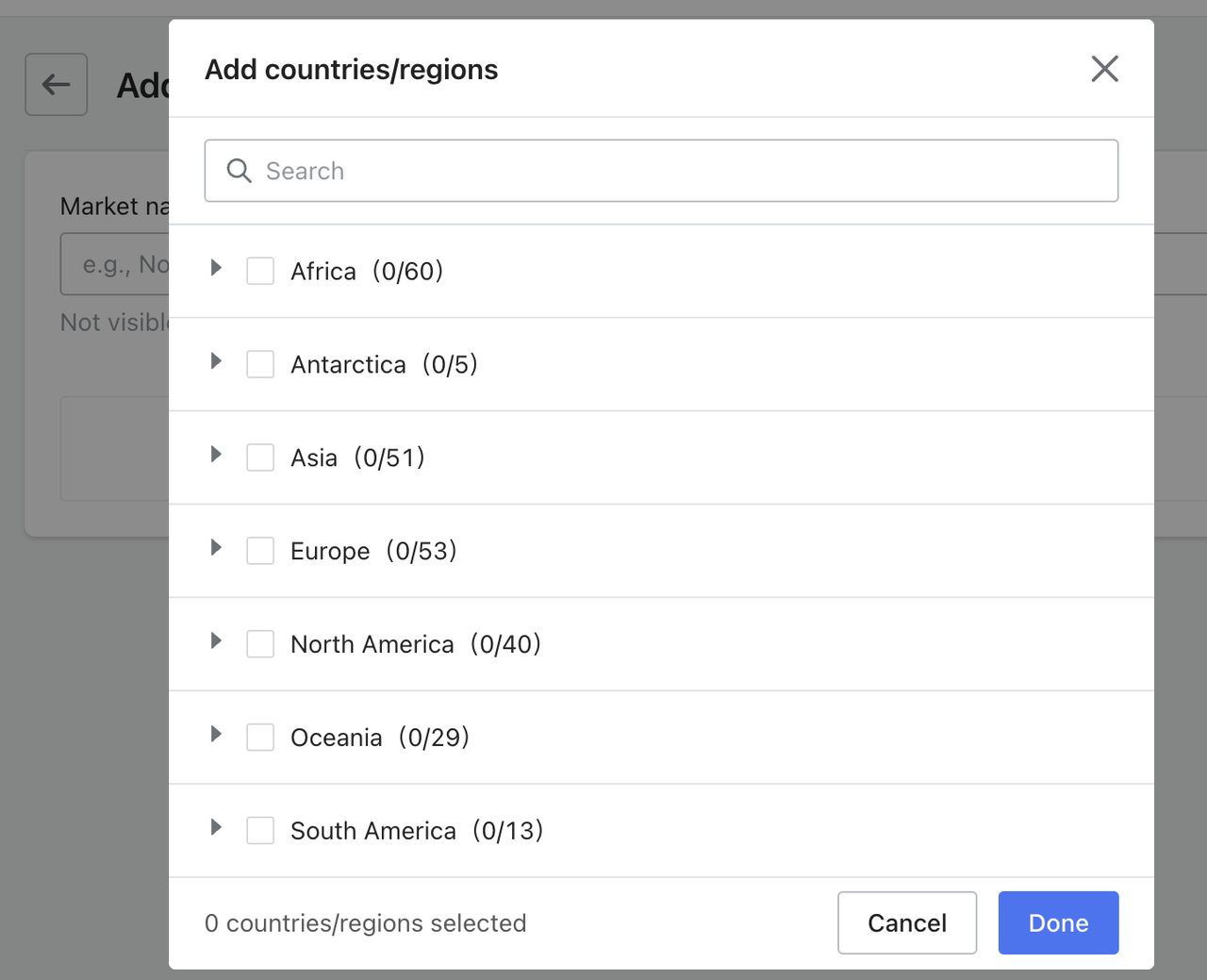 Adding markets in Shoplazza