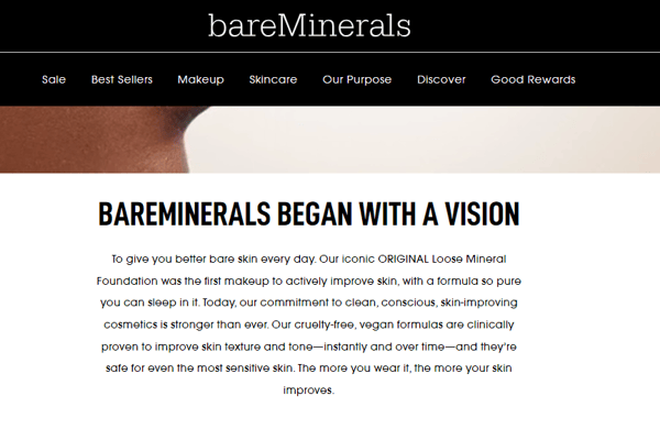 bareMinerals mission statement, revealing more of its Unique Selling Proposition.