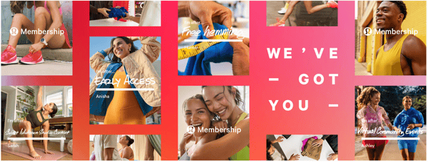 Website banner introduces Lululemon’s customer loyalty programs.