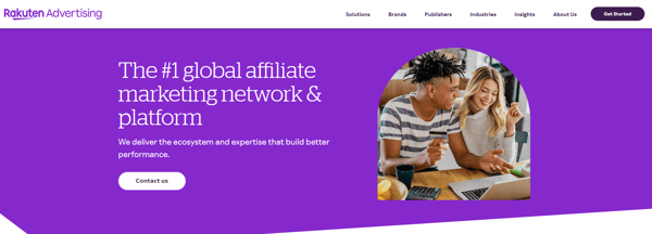 Screenshot of Rakuten's website with the words "The #1 global affiliate marketing program", as part of the blog post on how to start affiliate marketing.